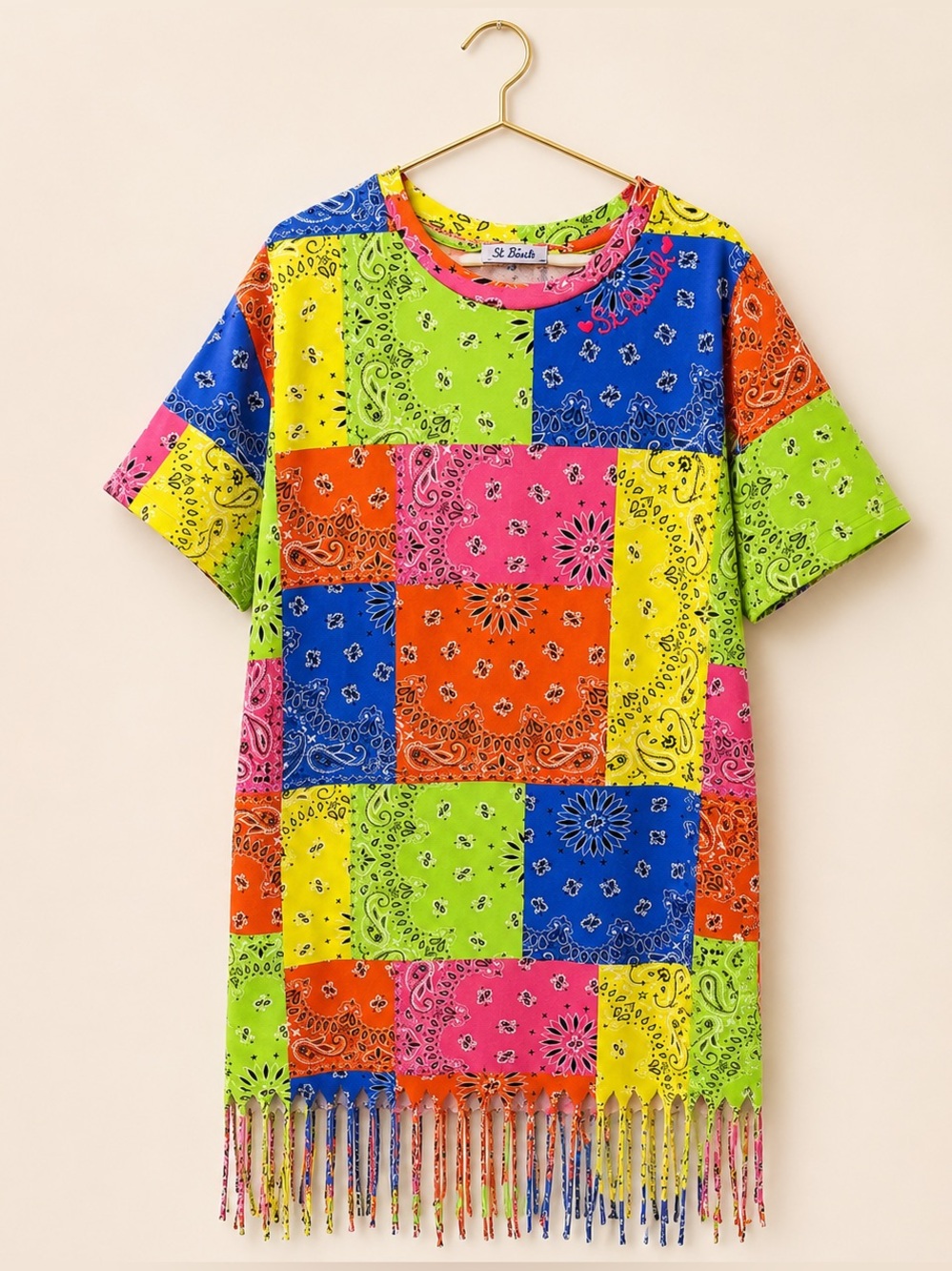MC2 Saint Barth 12 (YEARS) Abbey Rainbow Bandana Fringe T-Shirt Dress